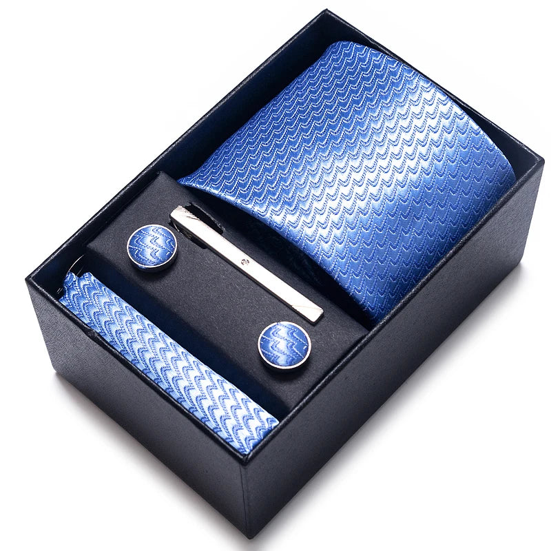 Coffret Cravate Mariage Homme Pochette et Boutons de Manchette