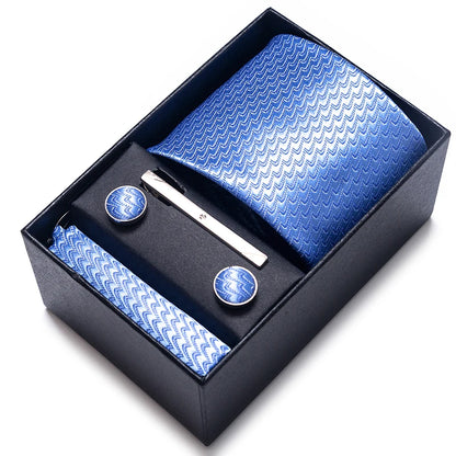 Coffret Cravate Mariage Homme Pochette et Boutons de Manchette