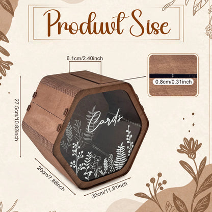 Urne mariage bois hexagonale fleurie — vue 2