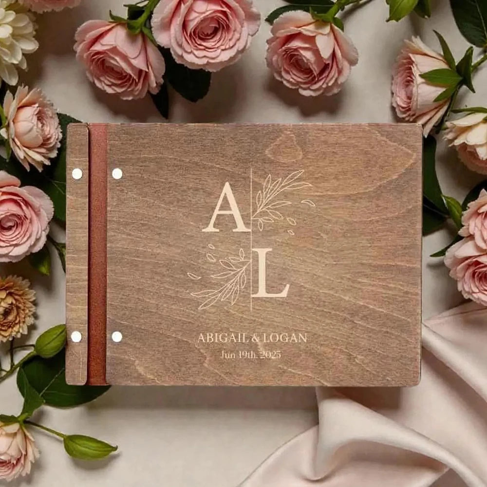 Livre d'or mariage bois pages épaisses