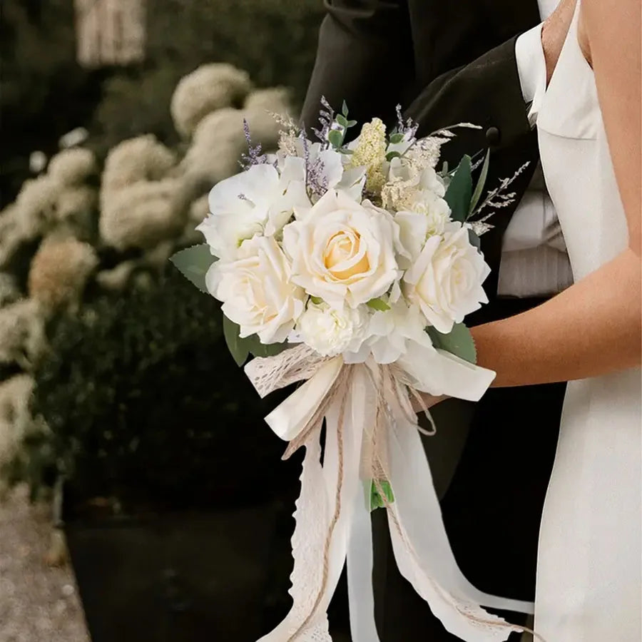 Bouquet de mariée champêtre ivoire