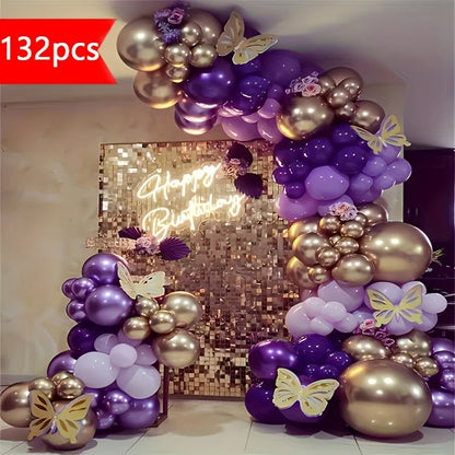 Arche Ballon Mariage Violet Doré