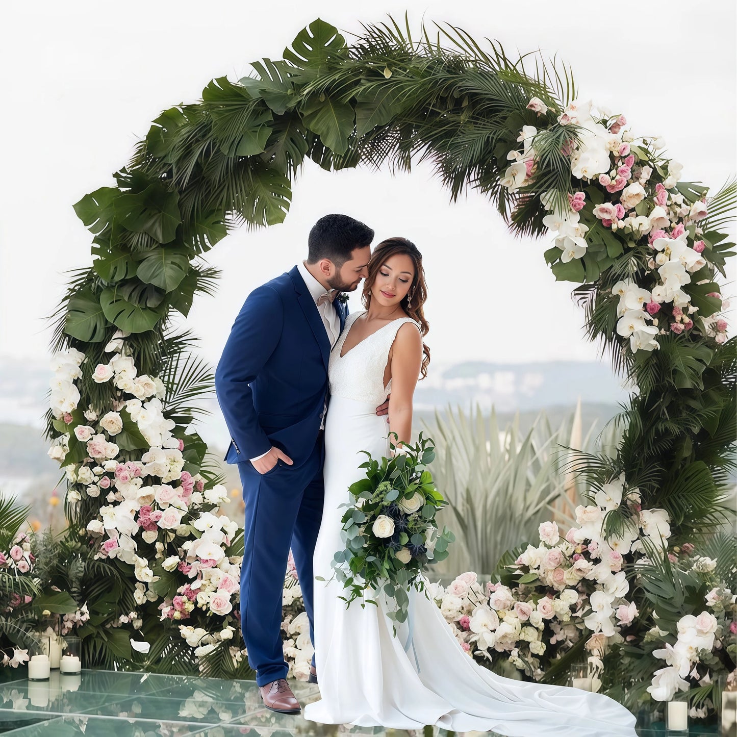 Arche Mariage Ronde Métal Doré