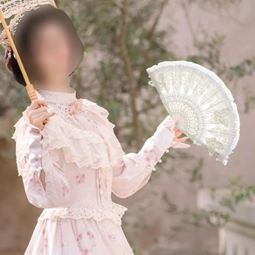 Éventail Dentelle Perlé Rétro Mariage