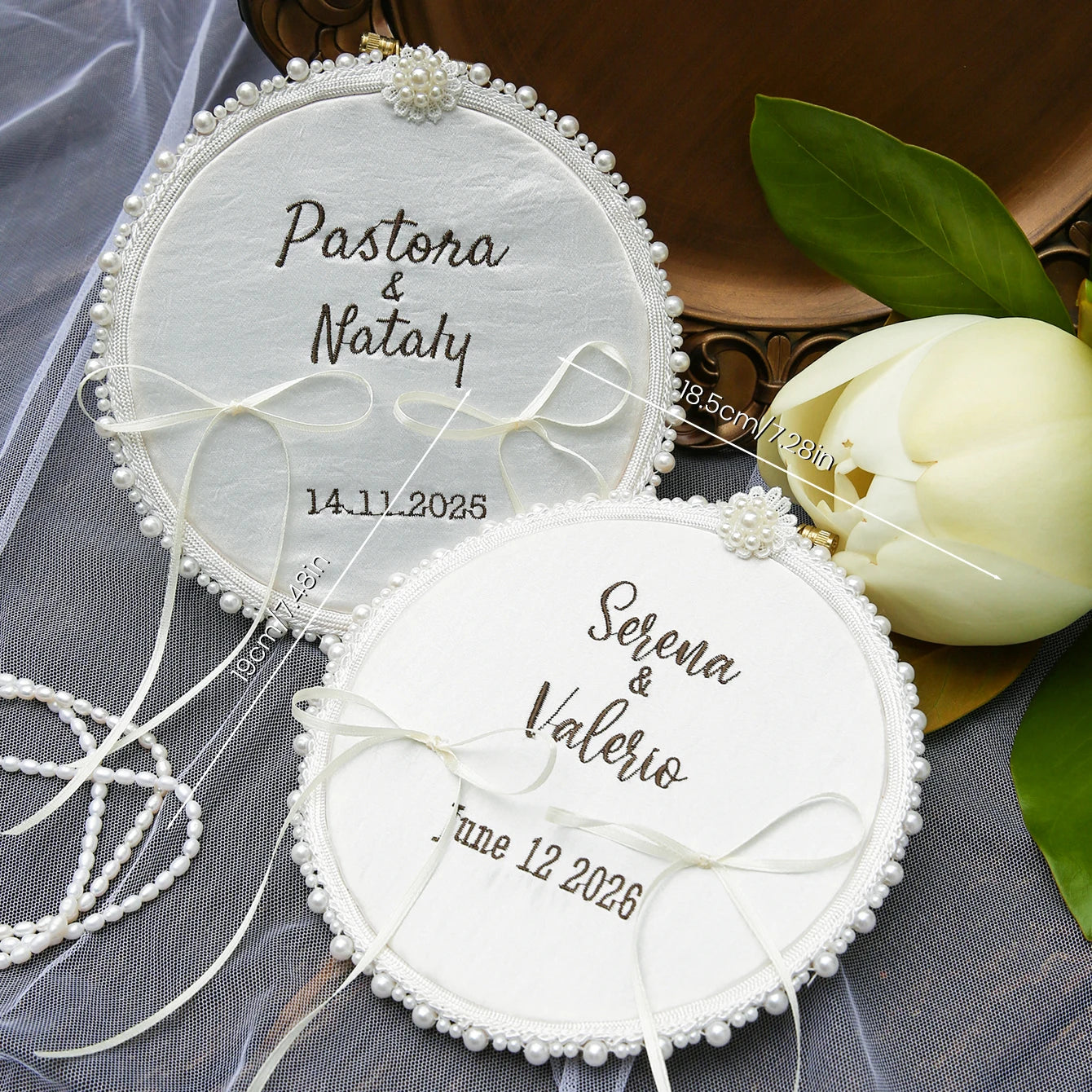 Porte alliance mariage brodé personnalisé