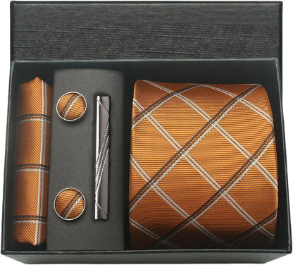 Coffret Cravate Mariage 8 cm Pochette Pince et Manchettes
