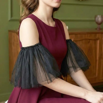 Manches amovibles mariée en tulle noir