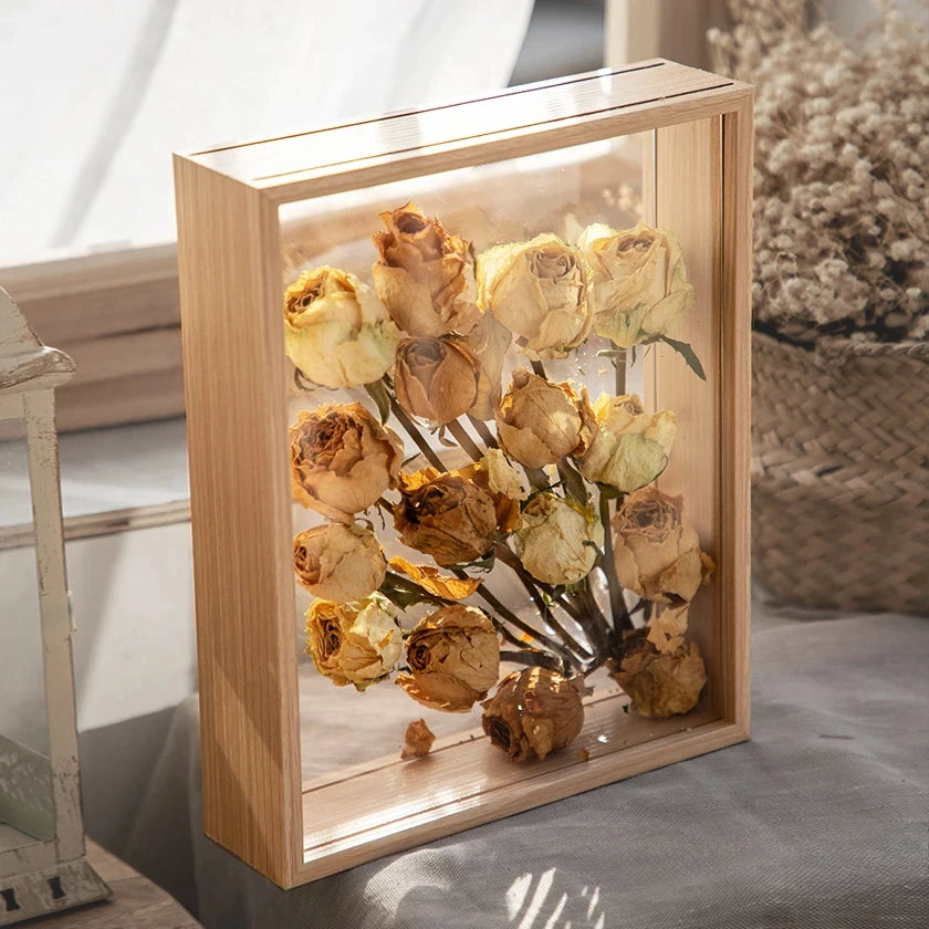 Cadre Vitrine Profond Fleurs Séchées