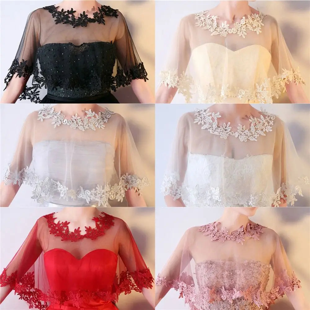 Étole Mariée Cape Tulle Dentelle Brodée