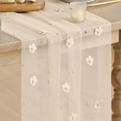 Chemin de Table Tulle Perles