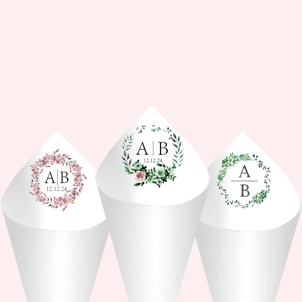 Cônes à confettis mariage personnalisés