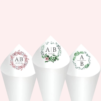 Cônes à confettis mariage personnalisés