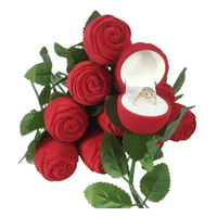 Boîte bague rose velours rouge — vue 4