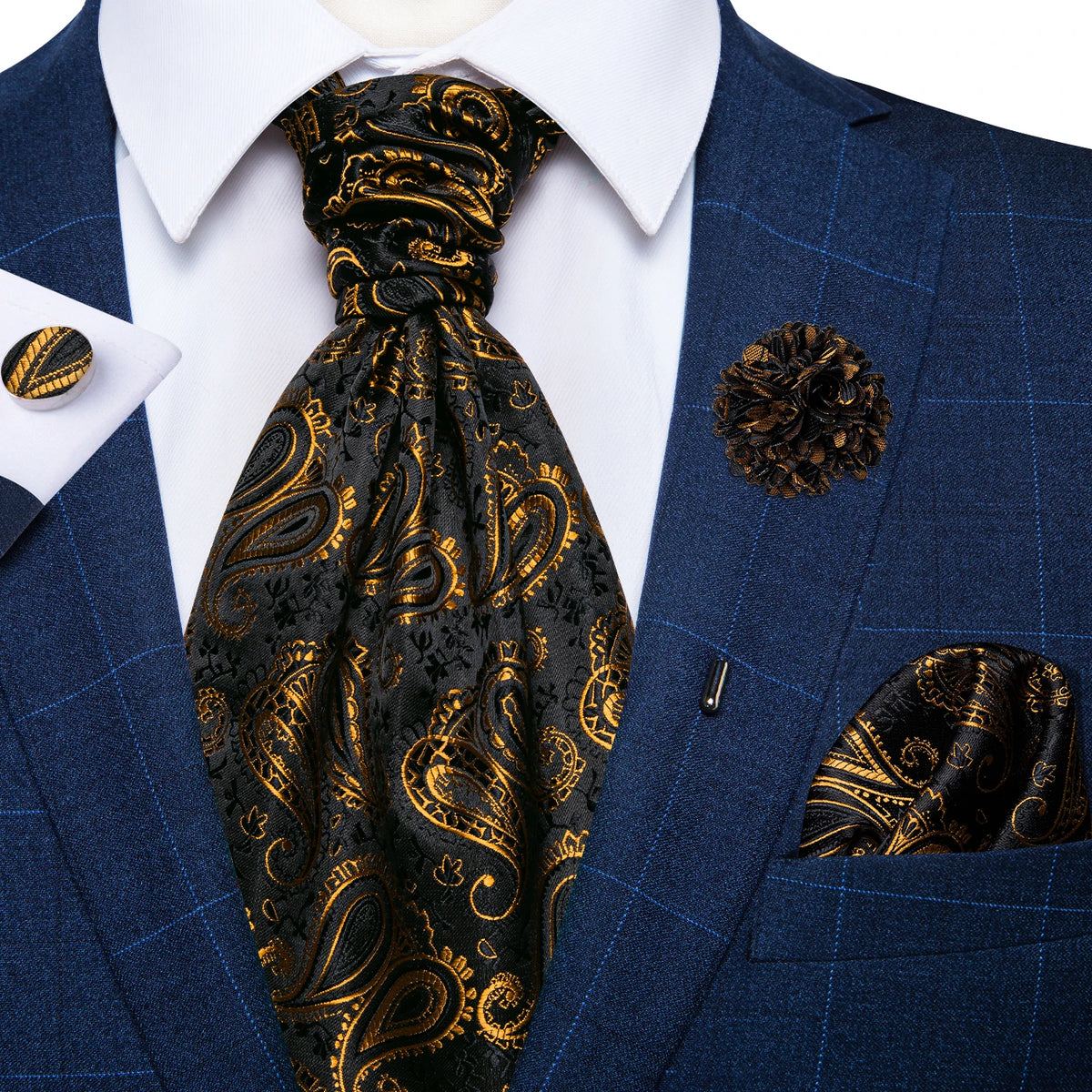 Cravate mariage lavallière cachemire et pochette — vue 25