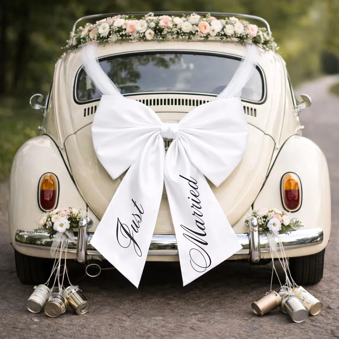 Nœud Voiture Mariage Ivoire ou Blanc — vue 5