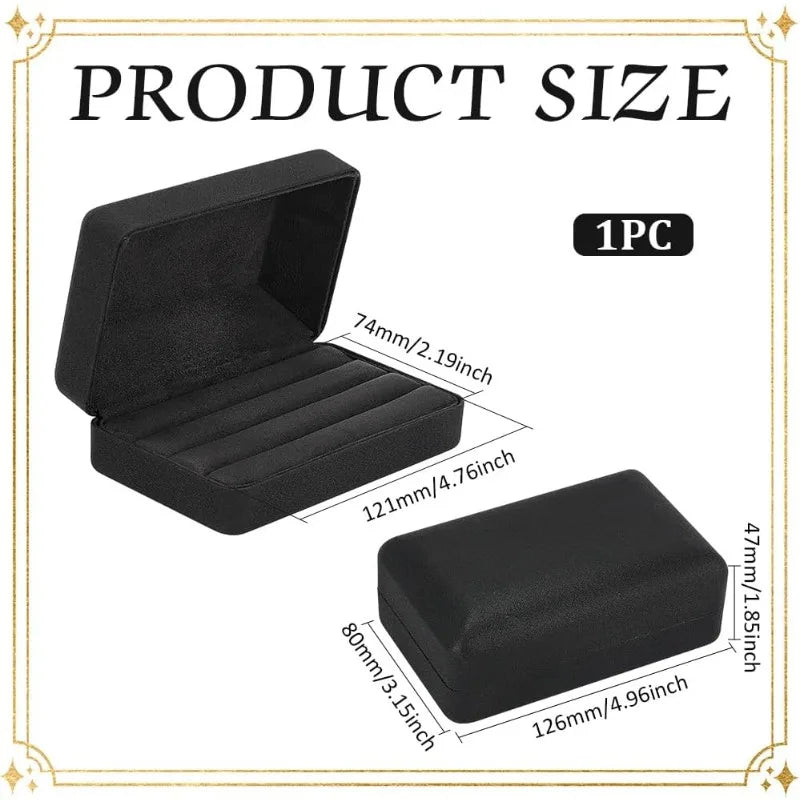 Écrin bagues rectangulaire simili cuir noir — vue 6