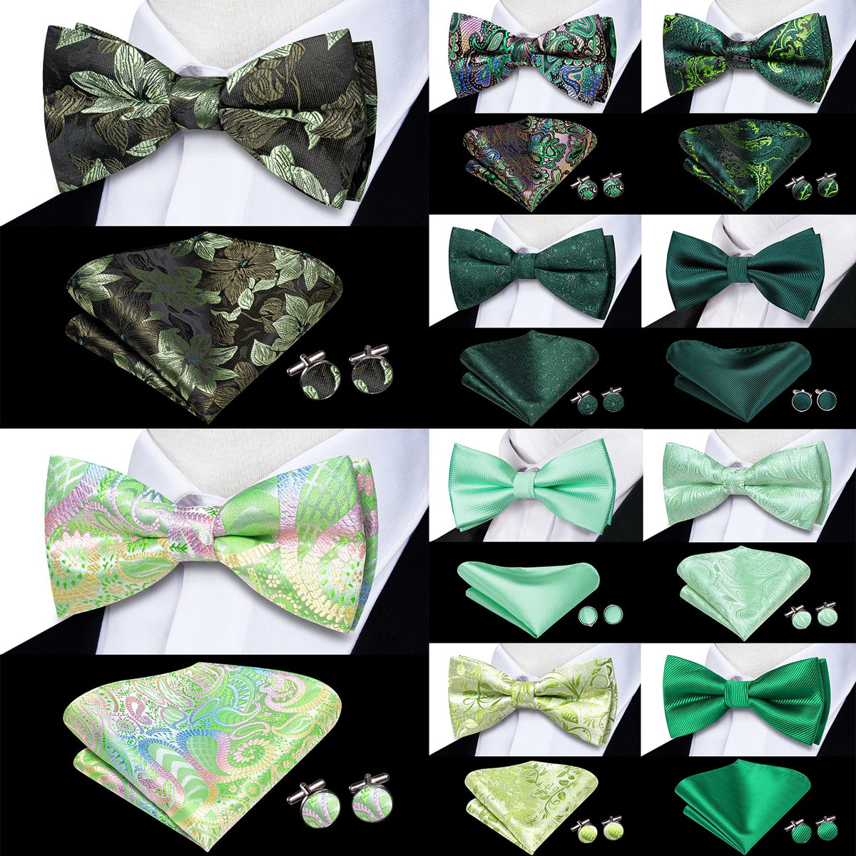 Coffret nœud papillon mariage homme vert