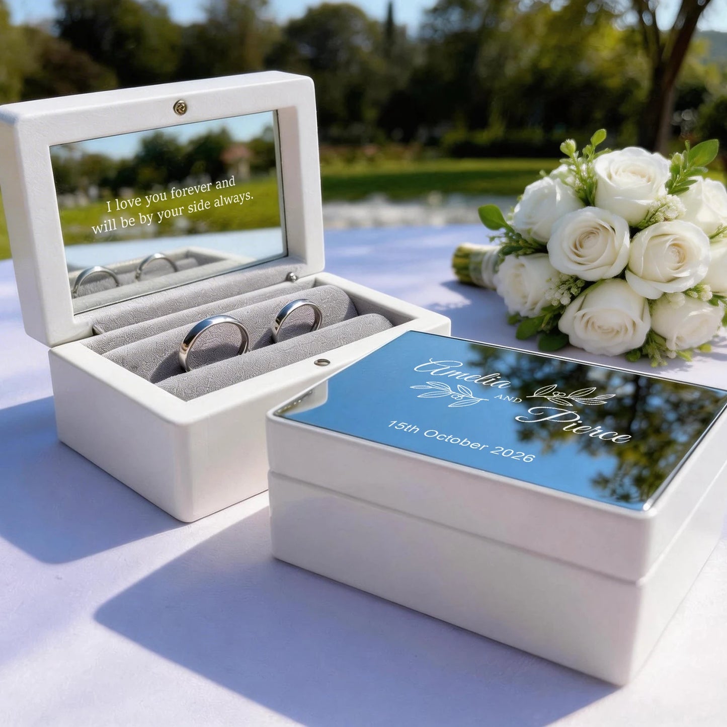 Boîte à alliance mariage personnalisée en acrylique