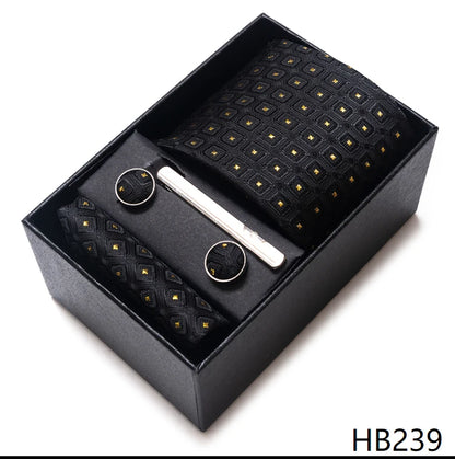 Coffret Cravate Mariage Homme Pochette et Boutons de Manchette