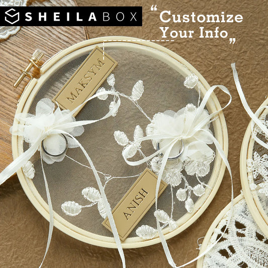 Coussin alliance rond dentelle et tulle