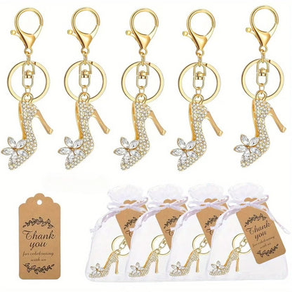 Porte-clé escarpin strass doré mariage