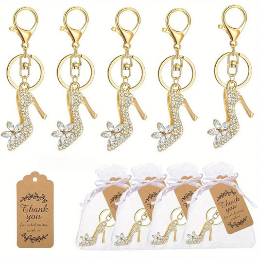 Porte-clé escarpin strass doré mariage