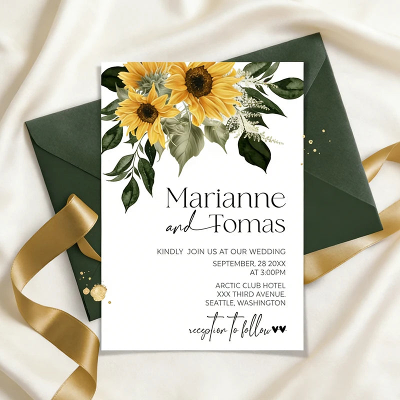 Faire-Part Mariage Tournesol Personnalisé