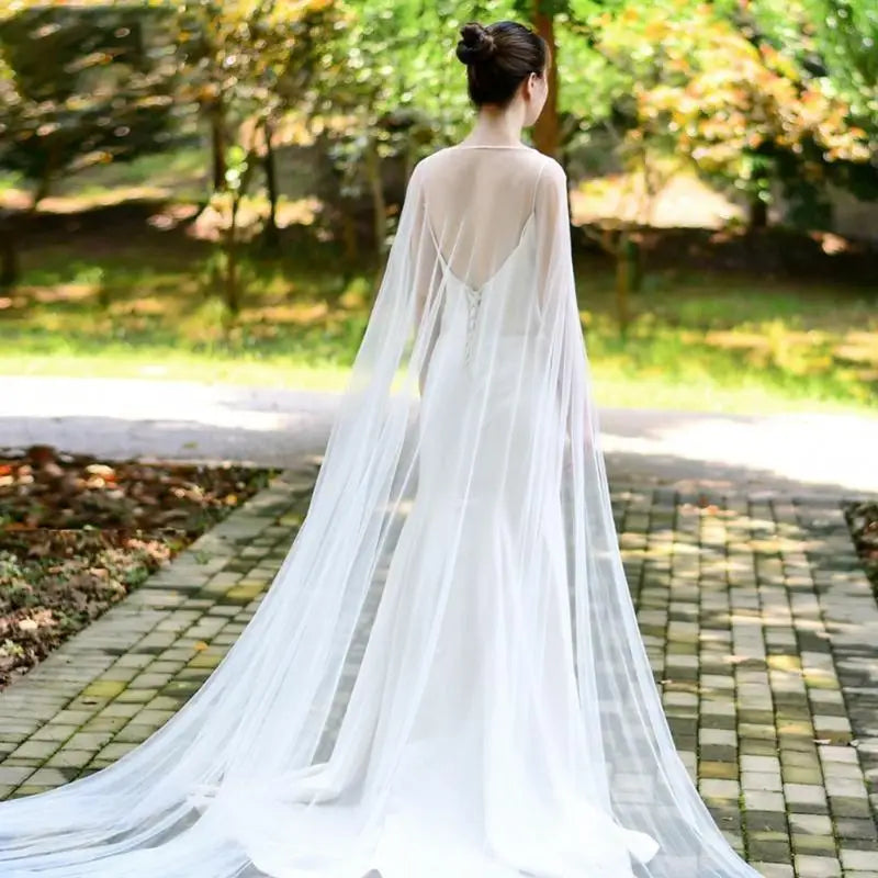 Étole de mariée tulle blanc fluide — vue 2