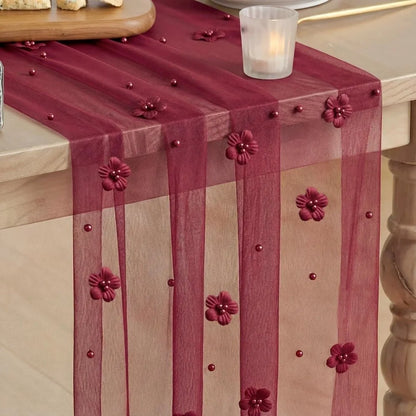 Chemin de Table Tulle Perles