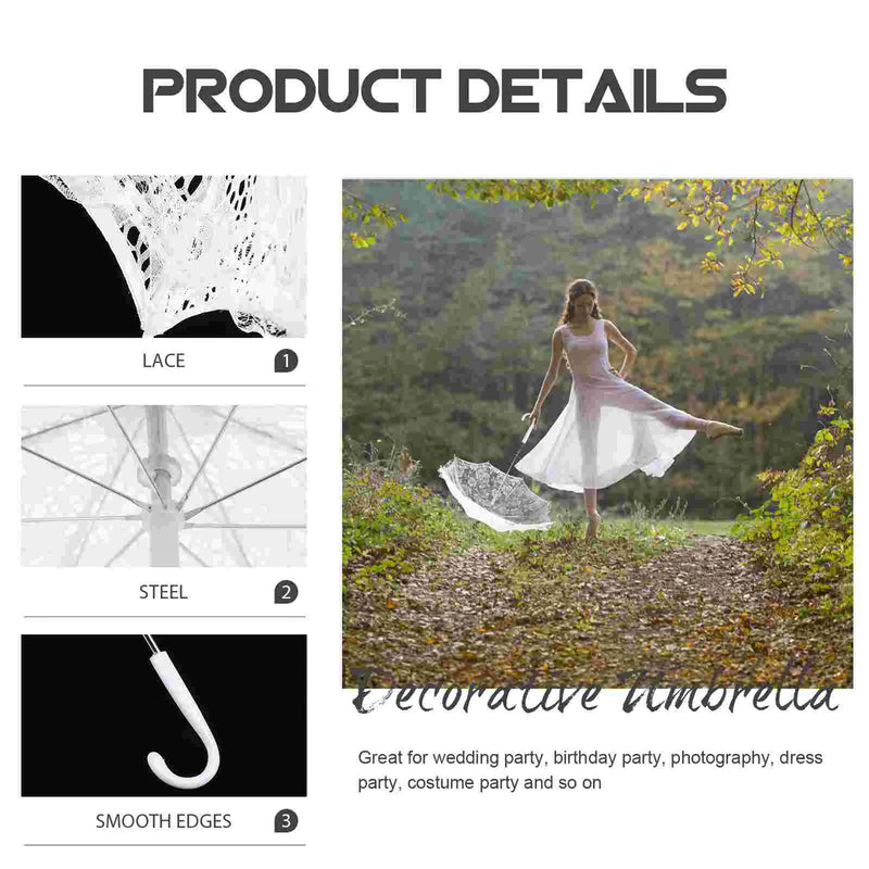 Ombrelle Décorative Mariage Dentelle Blanche — vue 4