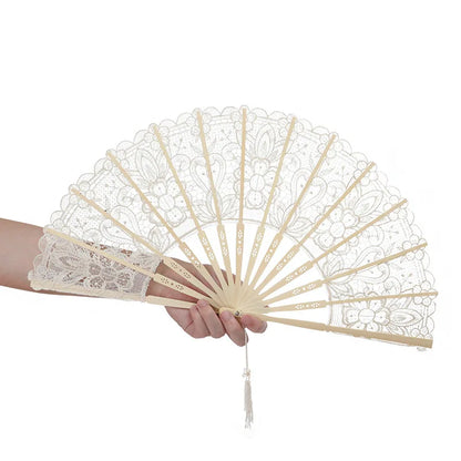 Éventail Dentelle Brodée Mariage Élégant