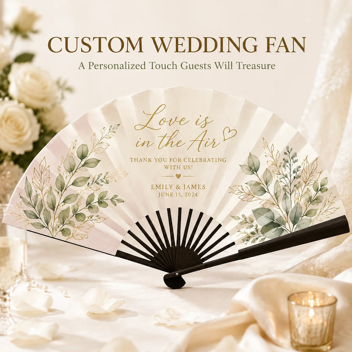 Éventail mariage personnalisable recto verso — vue 3