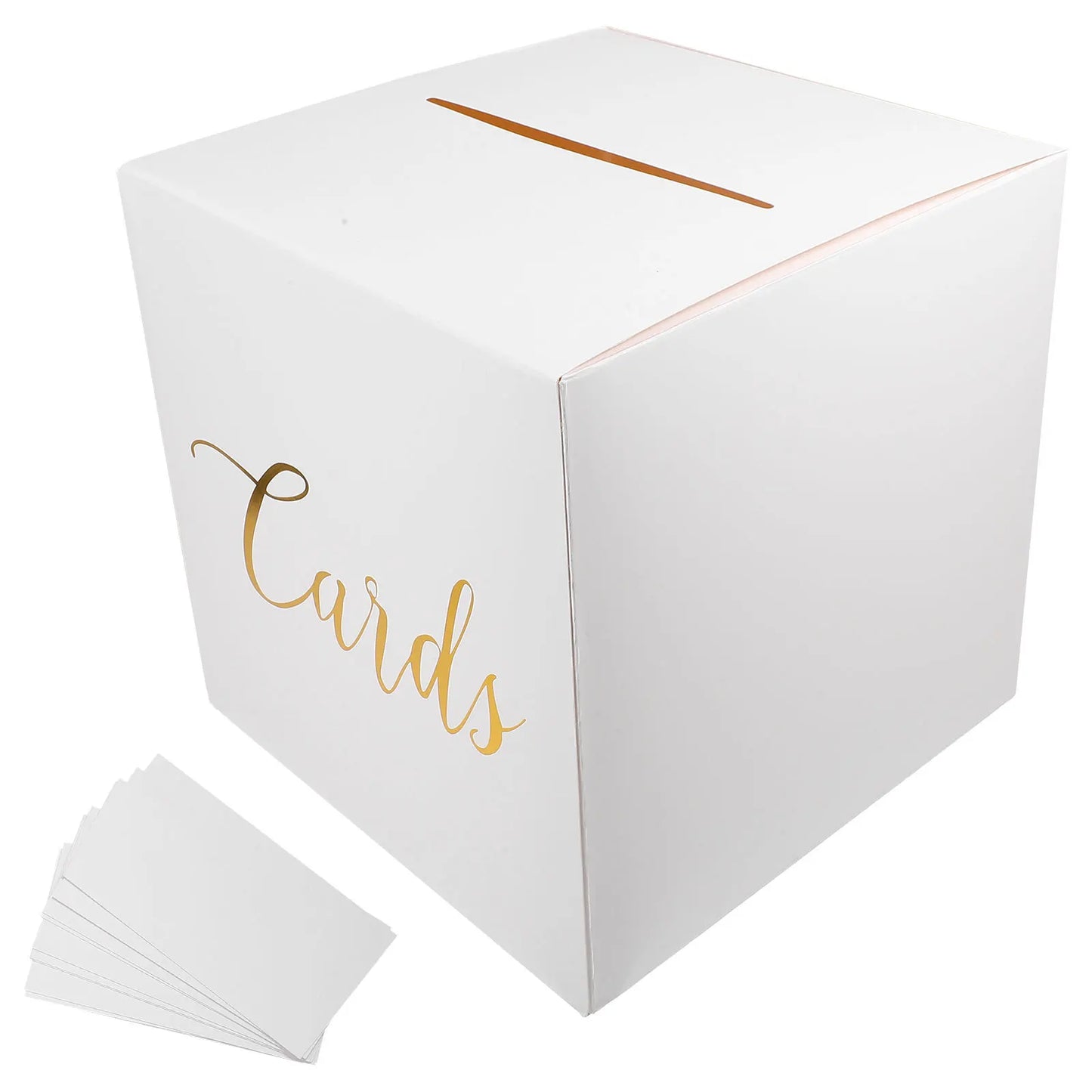 Urne mariage blanche dorée pour enveloppes