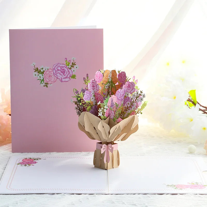 Carte Pop-Up 3D Fleurs et Mariage