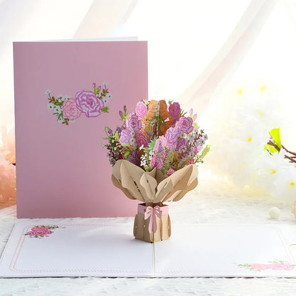 Carte Pop-Up 3D Fleurs et Mariage