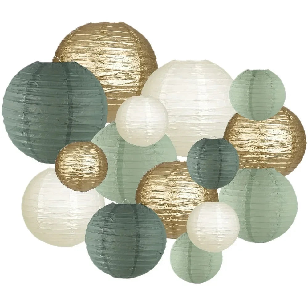 Lanterne mariage papier vert sauge — vue 6