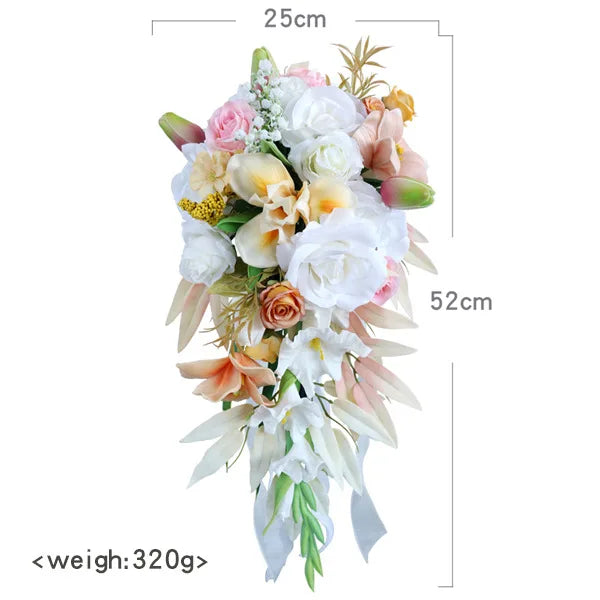 Bouquet de mariée artificiel en cascade — vue 7