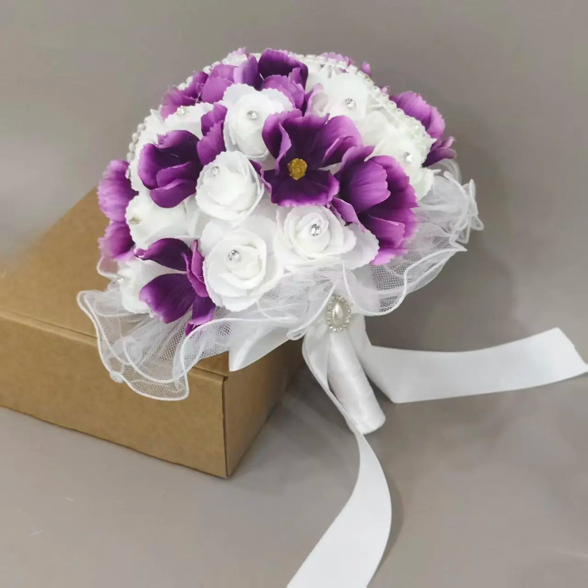 Bouquet de mariée roses et strass — vue 6