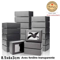 Boîte Cadeau Invité Mariage en Papier Kraft — 8,5 × 6 cm Noir, avec fenêtre