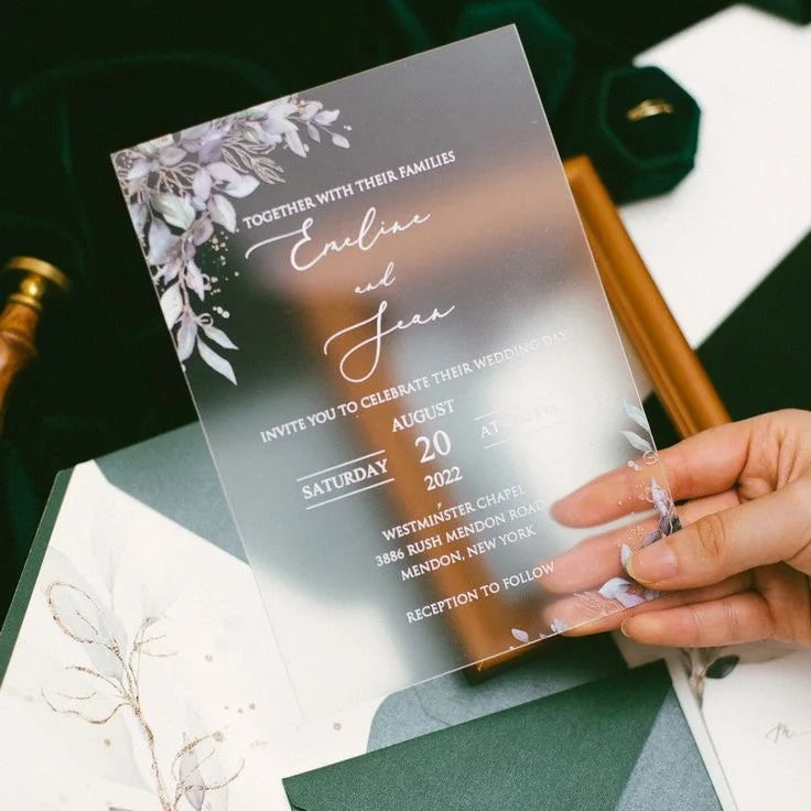 Faire-Part Mariage Givré Floral Personnalisé