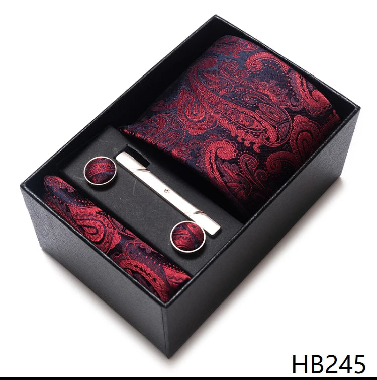 Coffret Cravate Mariage Homme Pochette et Boutons de Manchette