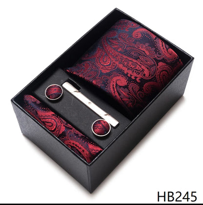 Coffret Cravate Mariage Homme Pochette et Boutons de Manchette