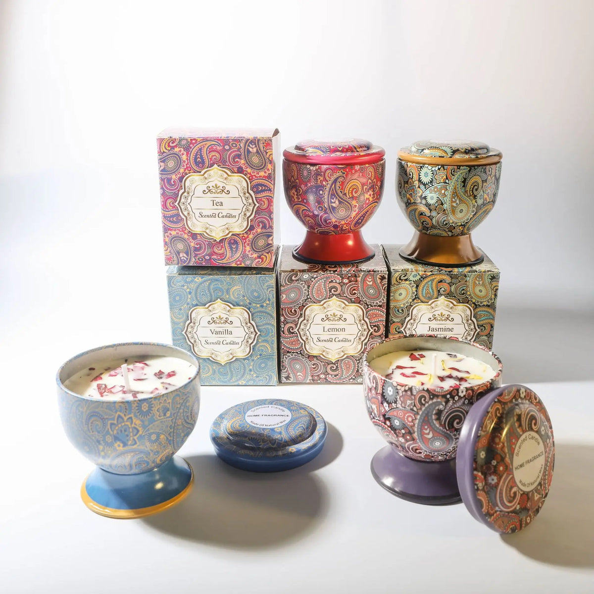 Bougie mariage parfumée en coupe décorée — vue 2