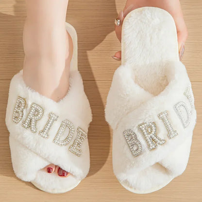 Chaussons Mariée à Lettres Perlées