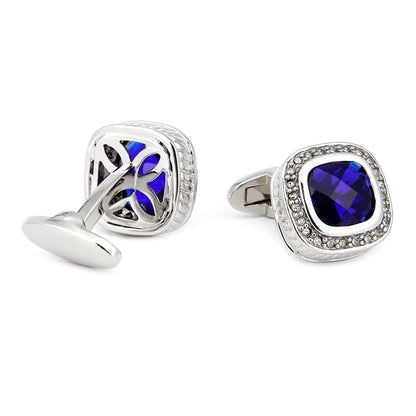 Bouton de manchette mariage façon saphir — vue 4