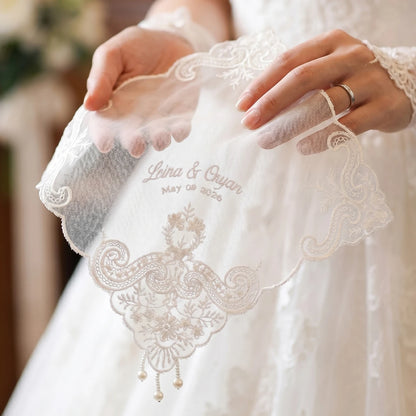 Mouchoir Mariage Personnalisé Brodé Dentelle