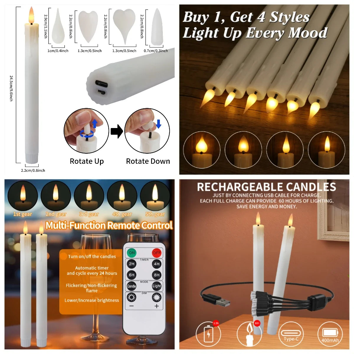 Bougie LED Télécommande Mariage