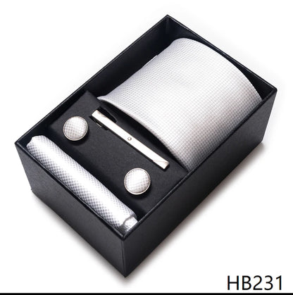 Coffret Cravate Mariage Homme Pochette et Boutons de Manchette