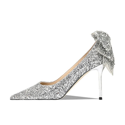 Chaussures de mariée pailletées argent