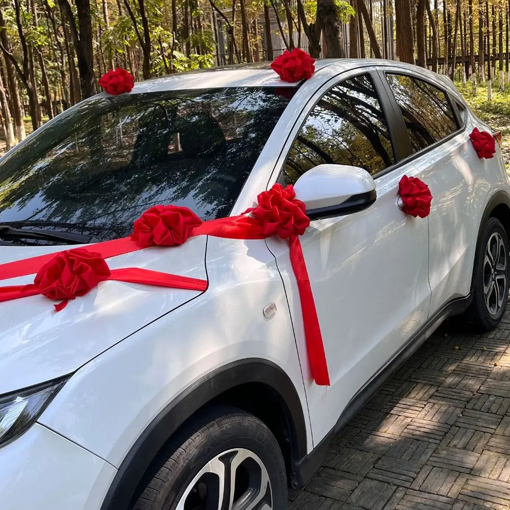 Décoration Voiture Mariage Rouge pour Capot